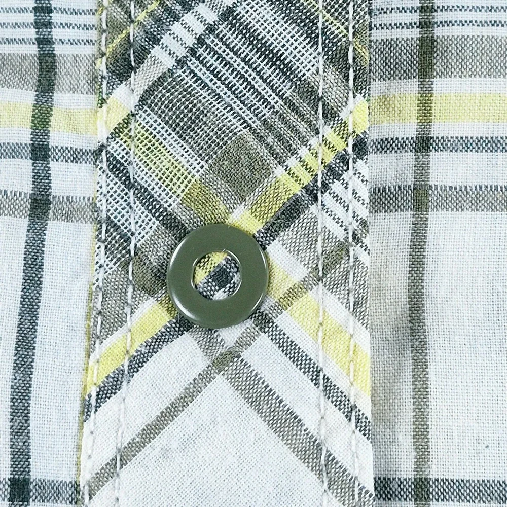 The North Face Mens XXL Plaid Short Sleeve Button Up Shirt NF00CP7X Green White